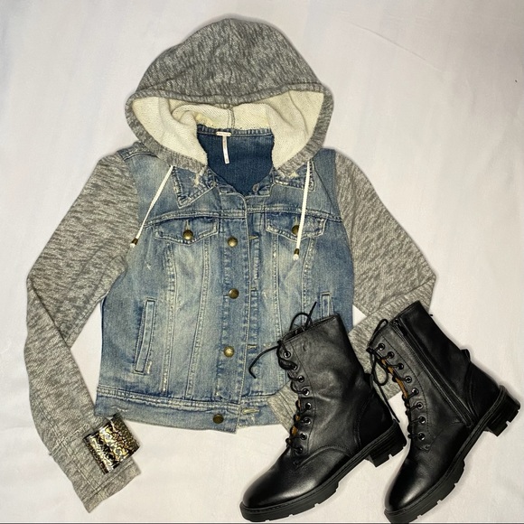 FREE PEOPLE Denim Knit Jacket - Picture 4 of 4